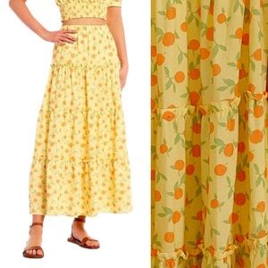 Ruffle Skirt with Orange Fruit Pattern